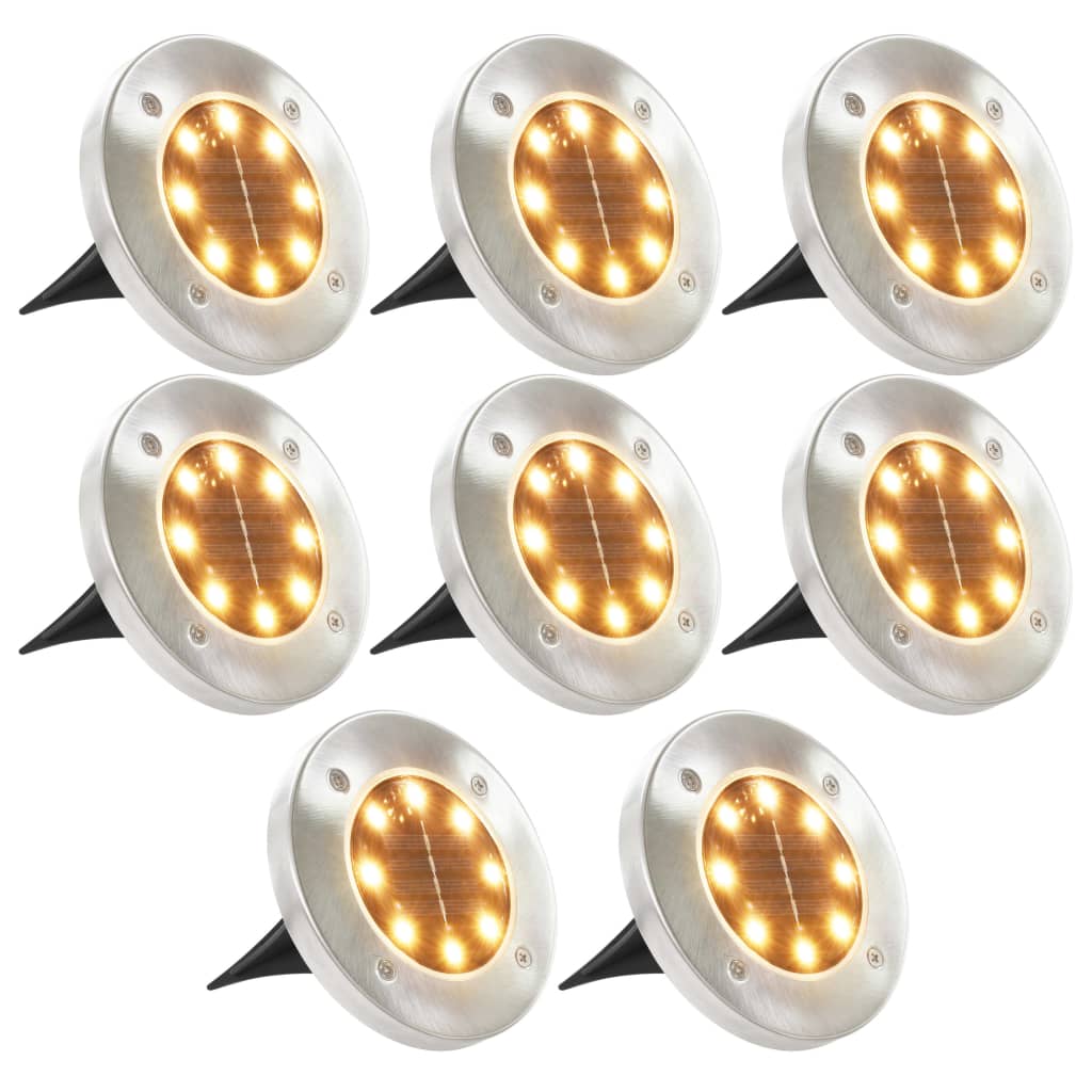 vidaXL Zapustené solárne svetlá do zeme 8 ks, LED svetlá, teplé biele