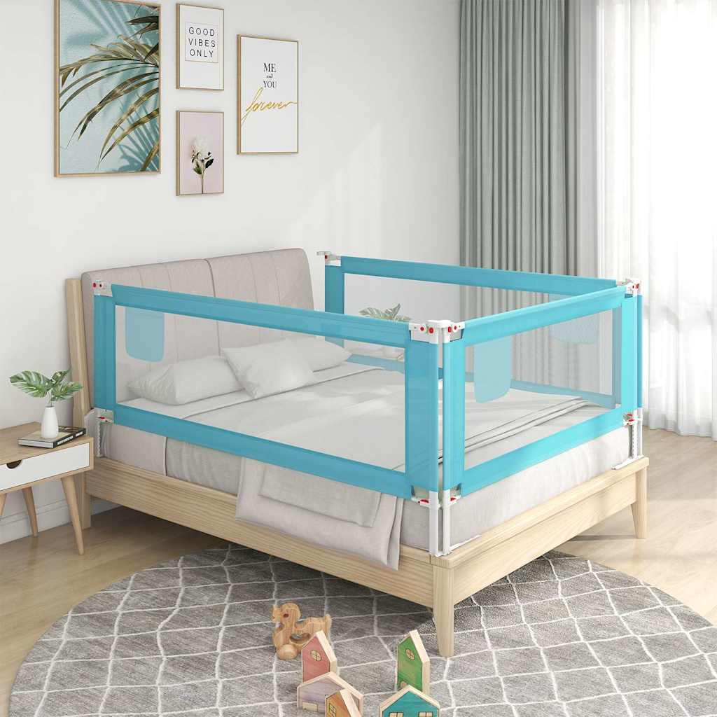 vidaXL Zábrana na detskú posteľ modrá 180x25 cm látka