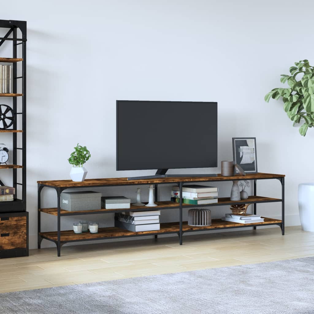 vidaXL TV skrinka dymový dub 200x30x50 cm kompozitné drevo a kov