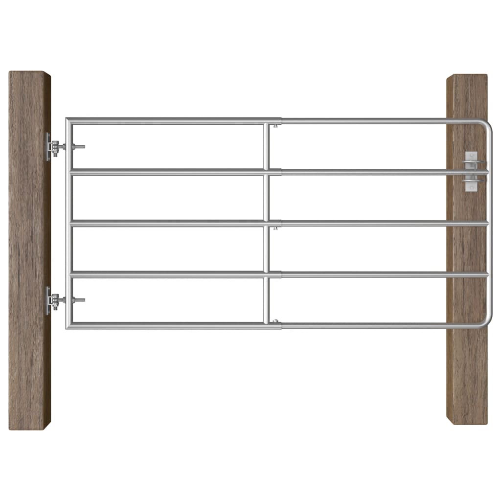 vidaXL Farmárska brána s 5 tyčami oceľová (95-170) x 90 cm strieborná