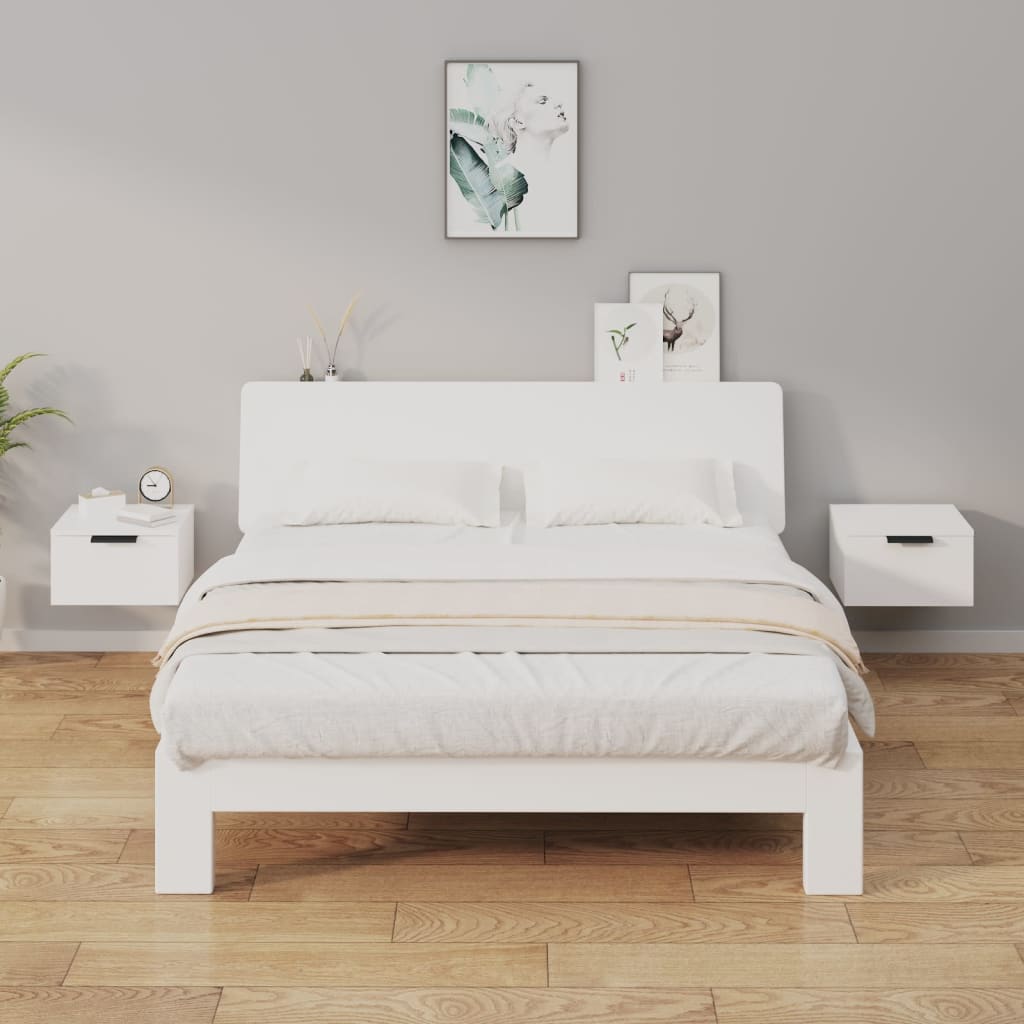 vidaXL Nástenné nočné stolíky 2 ks biele 34x30x20 cm