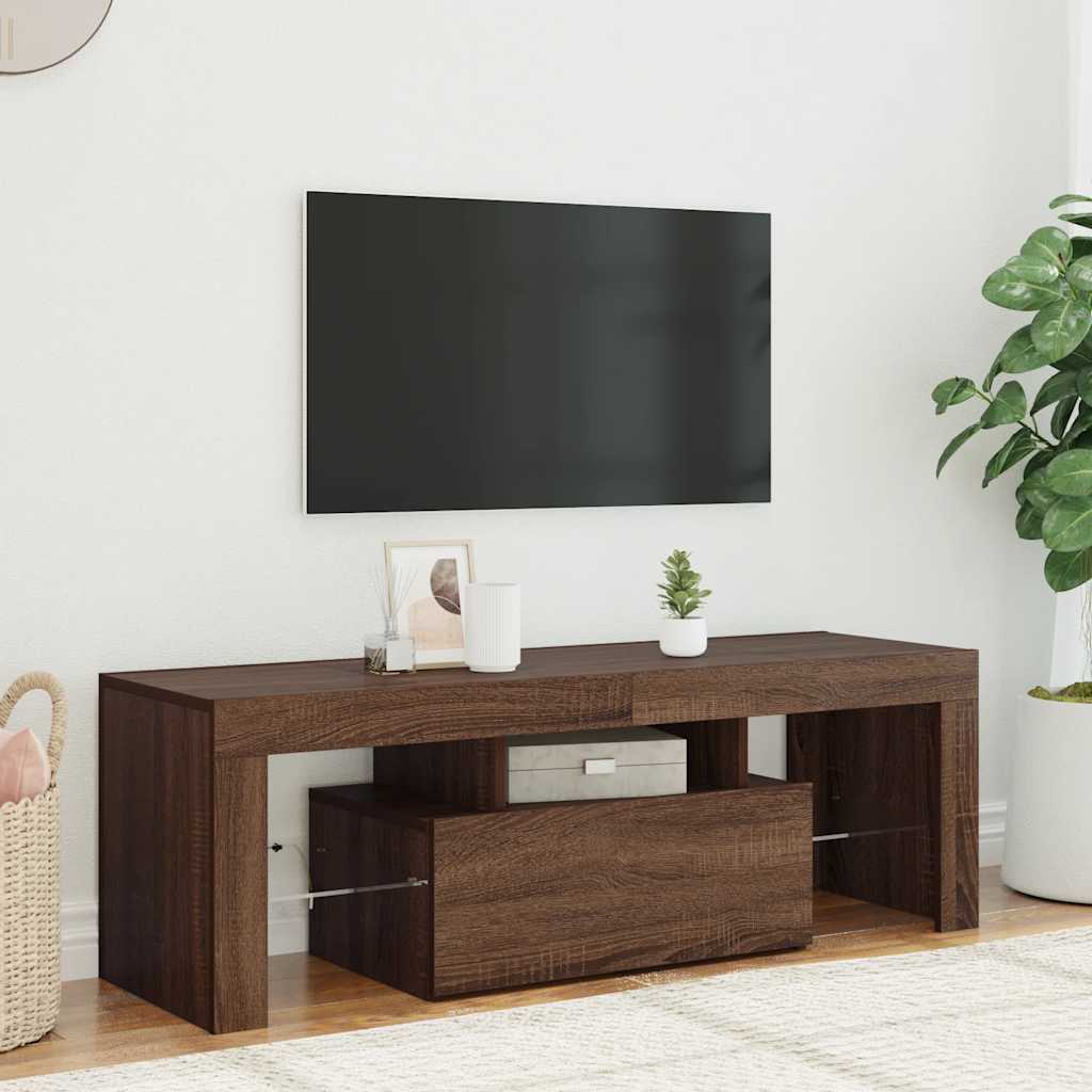 vidaXL TV skrinka s LED, hnedý dub 120x35x40 cm