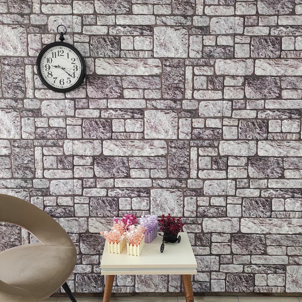 vidaXL 3D nástenné panely s dizajnom bledosivých tehál 10 ks EPS