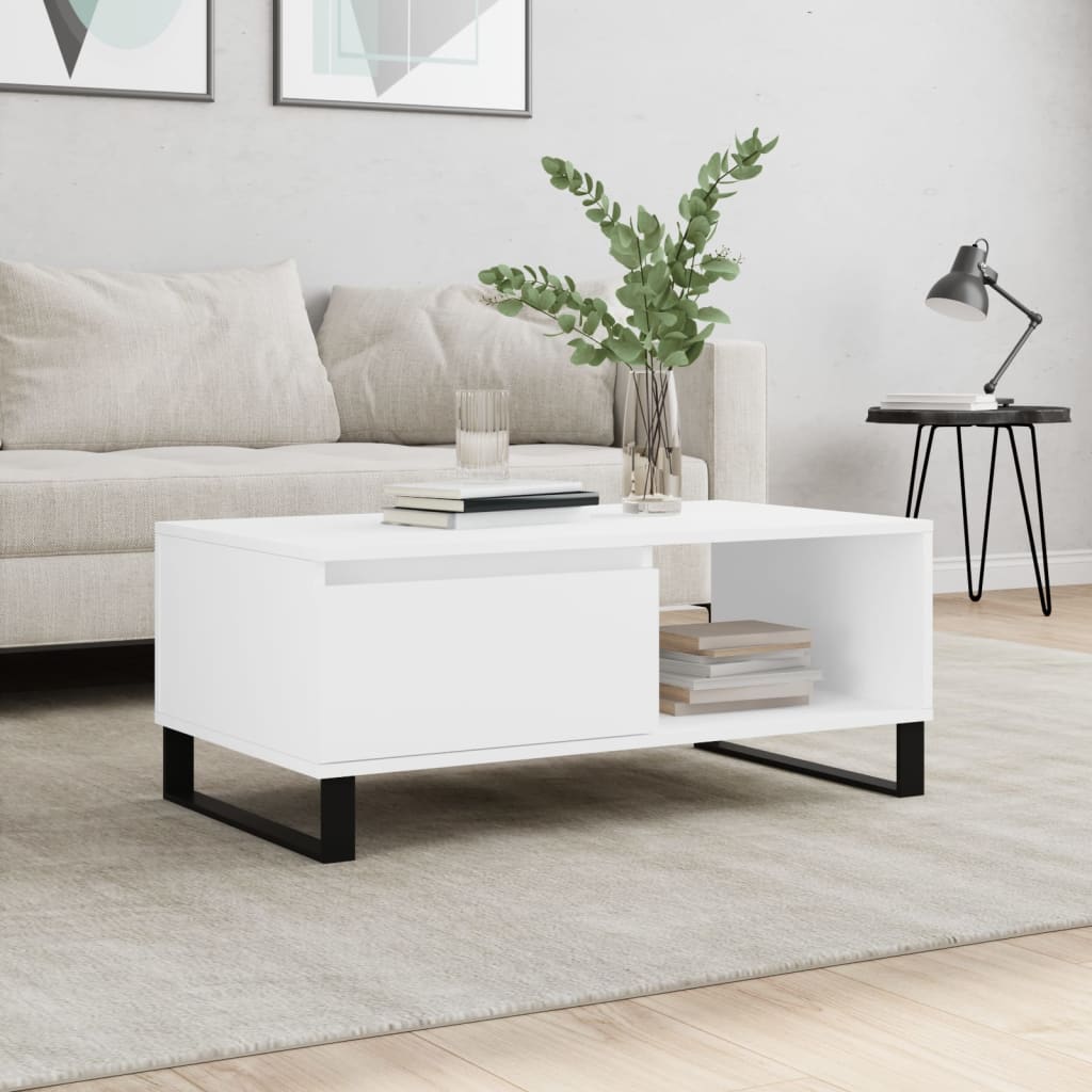 vidaXL Konferenčný stolík biely 90x50x36,5 cm spracované drevo