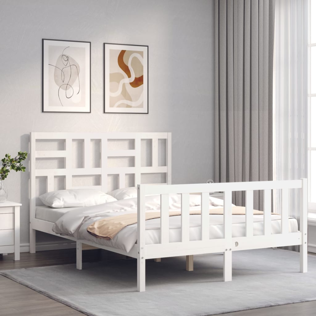 vidaXL Posteľ s matracom biela 120x200 cm borovicový masív