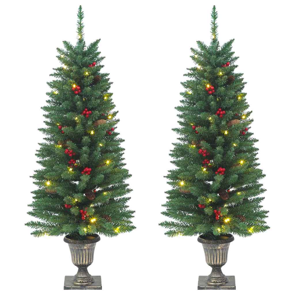 vidaXL Umelé vianočné stromčeky 2 ks 100 LED zelené 120 cm