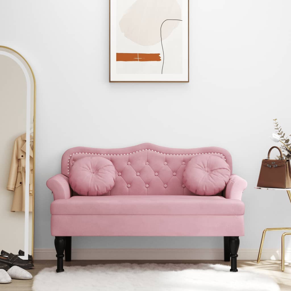 vidaXL Lavica s vankúšmi ružová 120,5x65x75 cm zamat