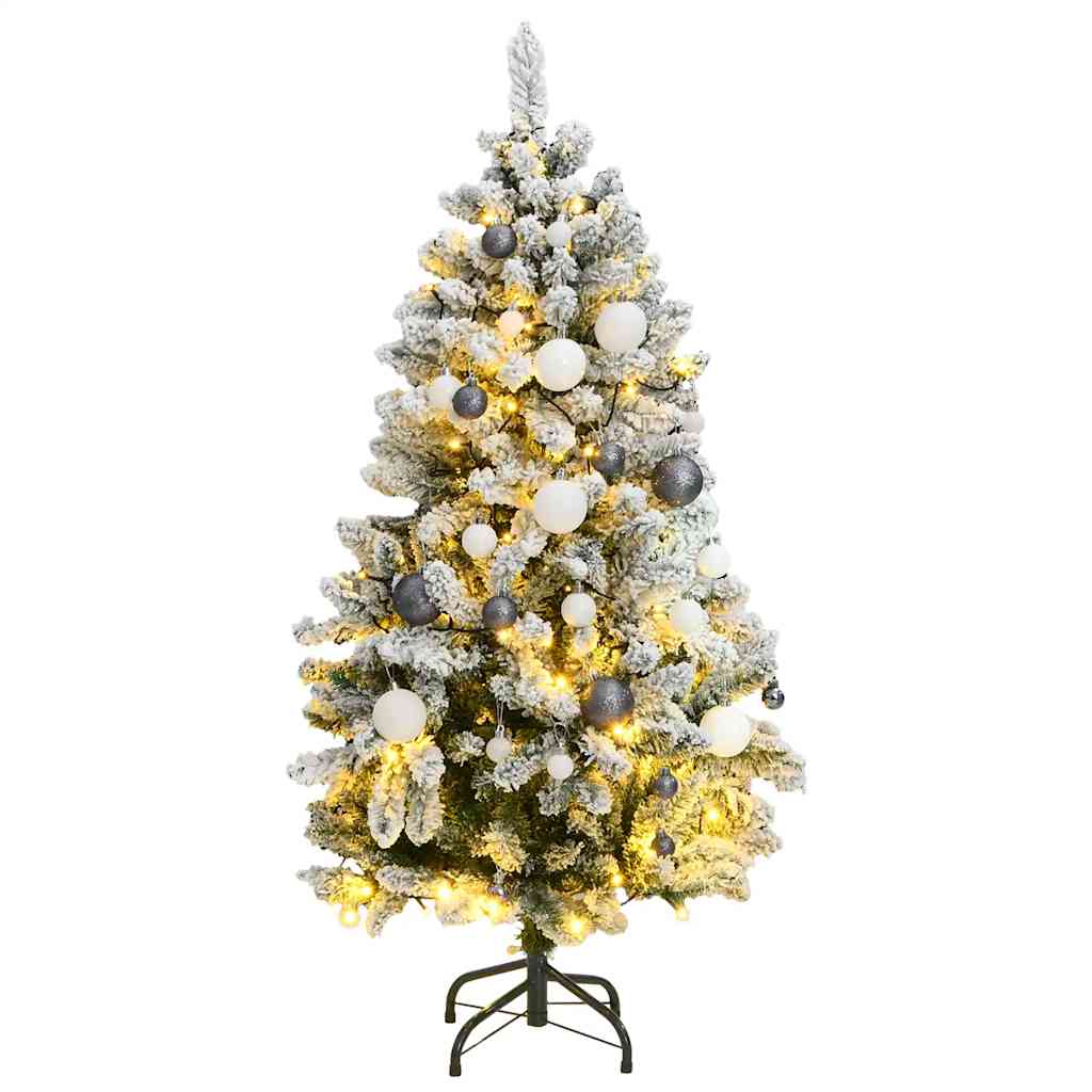 vidaXL Umelý výklopný vianočný stromček 150 LED a sada gúľ 120 cm