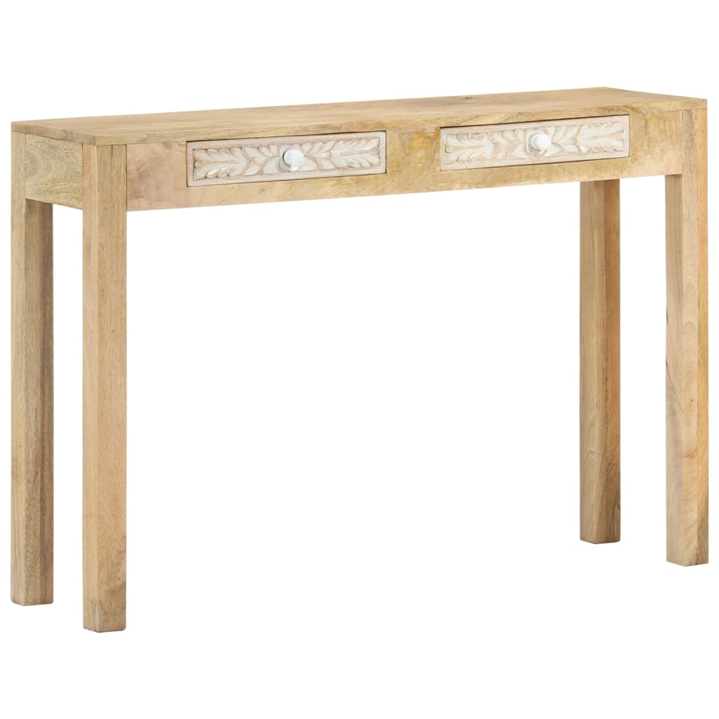 vidaXL Konzolový stolík 110x30x75cm masívne bielené mangovníkové drevo