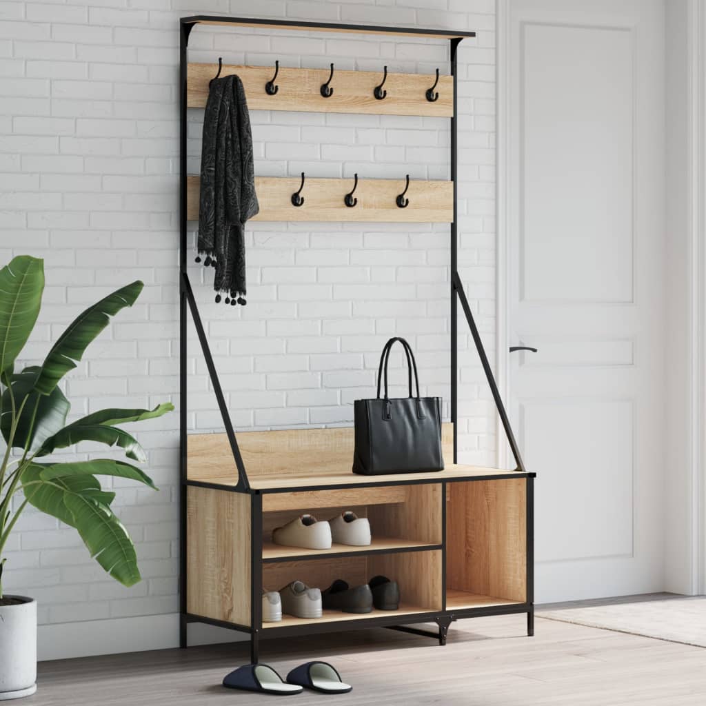 vidaXL Vešiak na šaty so skrinkou na topánky, dub sonoma 100x41x184 cm