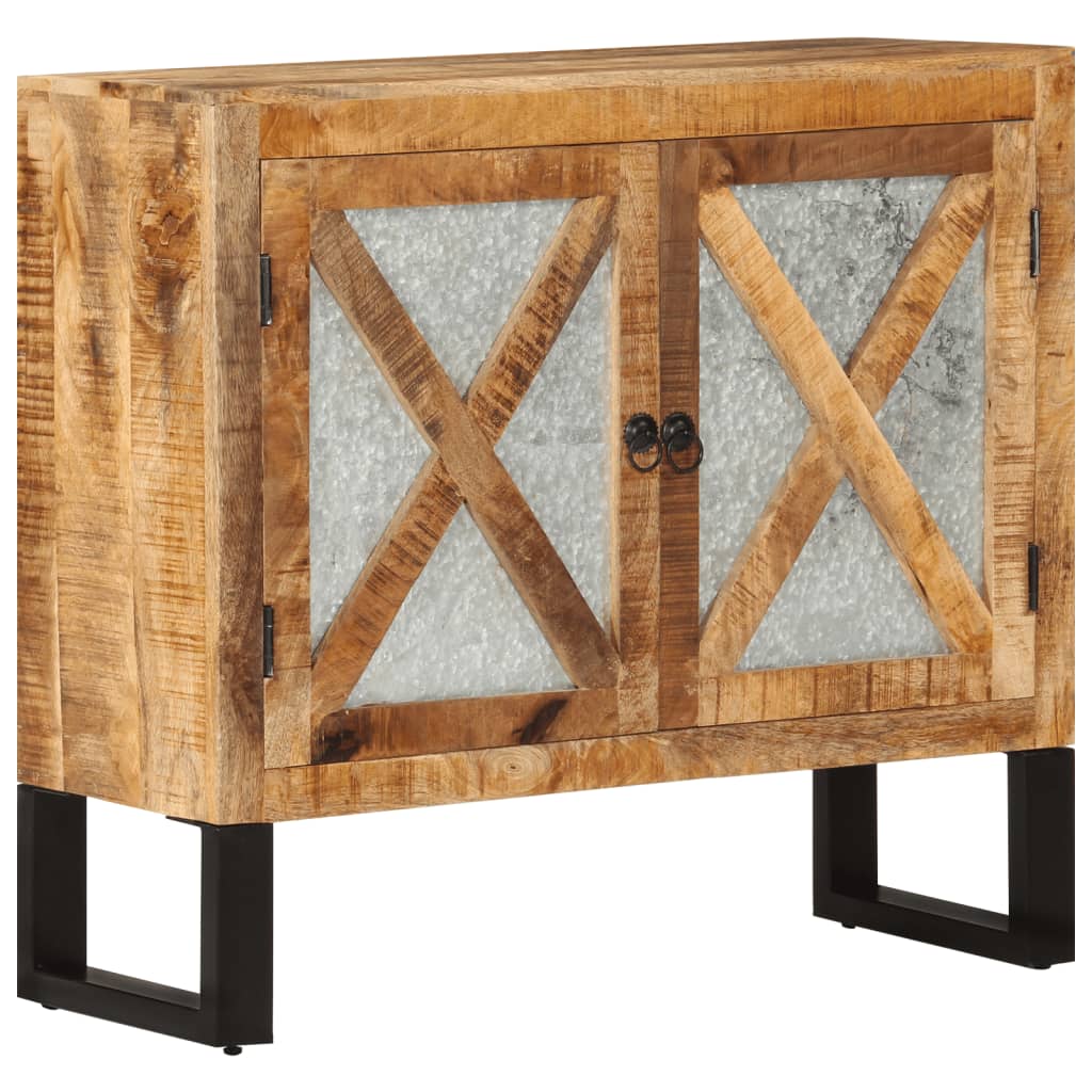 vidaXL Komoda 80x30x71 cm masívne surové mangovníkové drevo a kov
