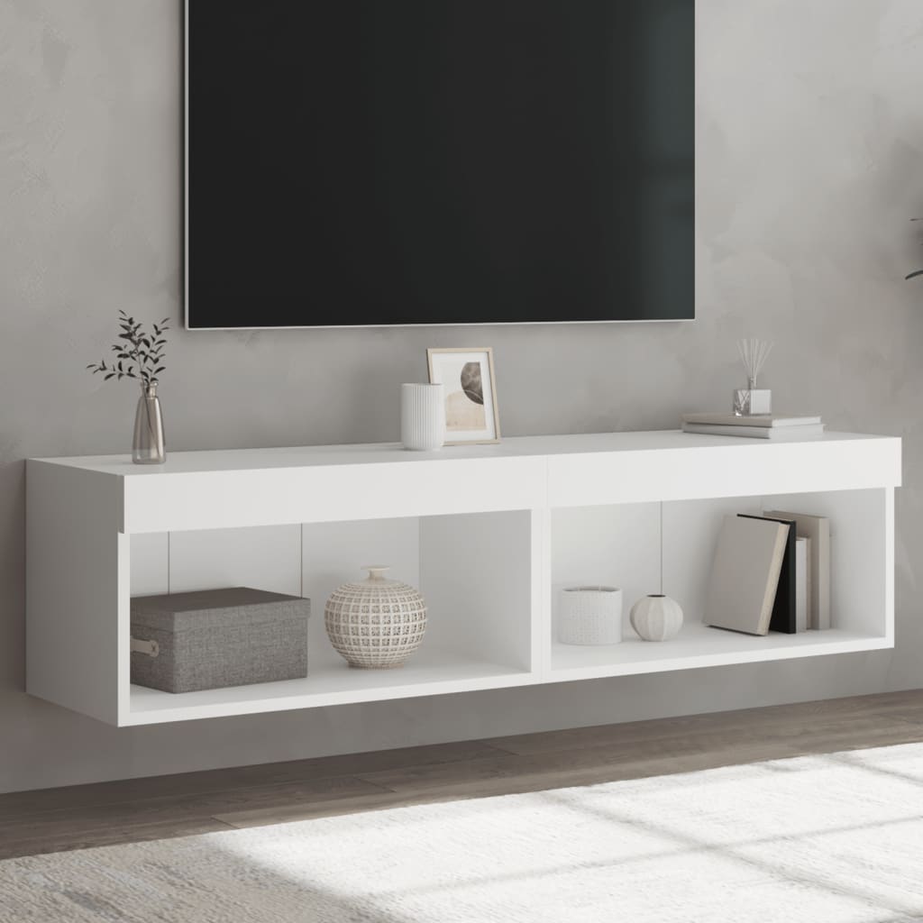 vidaXL TV skrinky s LED svetlami 2 ks biele 60x30x30 cm