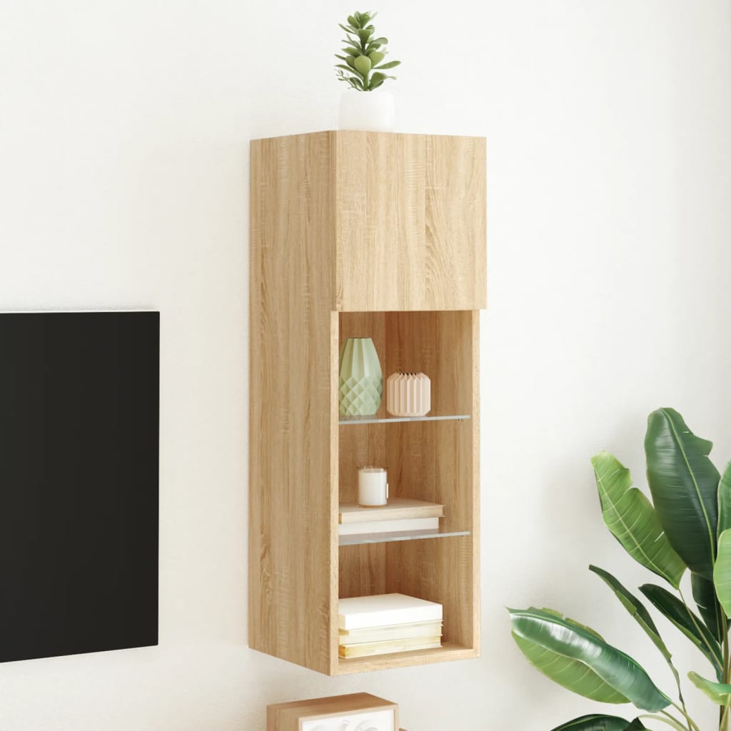 vidaXL TV skrinka s LED svetlami dub sonoma 30,5x30x90 cm