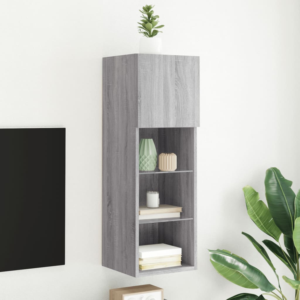 vidaXL TV skrinka s LED svetlami sivá sonoma 30,5x30x90 cm