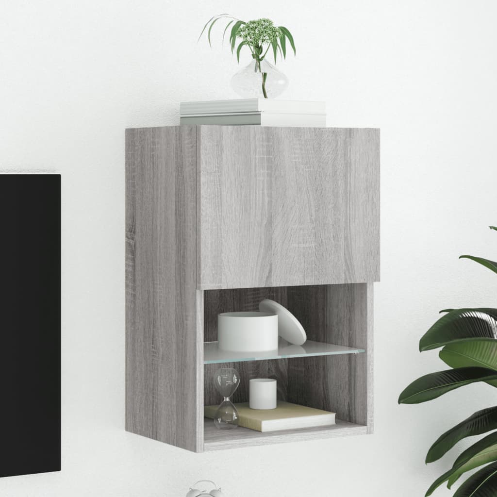 vidaXL TV skrinka s LED svetlami sivá sonoma 40,5x30x60 cm