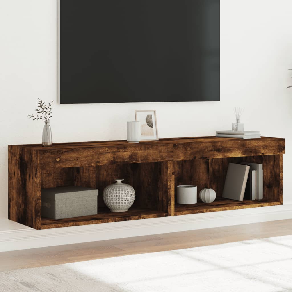 vidaXL TV skrinky s LED svetlami 2 ks dymový dub 60x30x30 cm