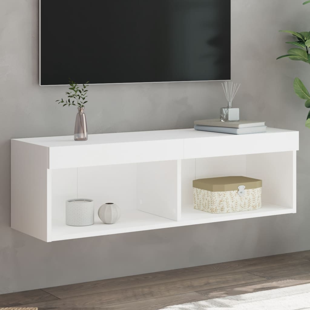 vidaXL TV skrinka s LED svetlami biela 100x30x30 cm