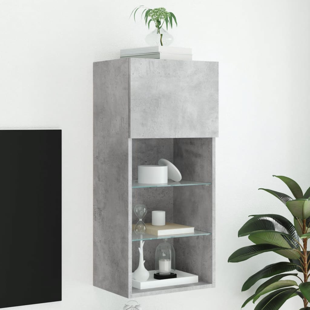 vidaXL TV skrinka s LED svetlami betónovo sivá 40,5x30x90 cm