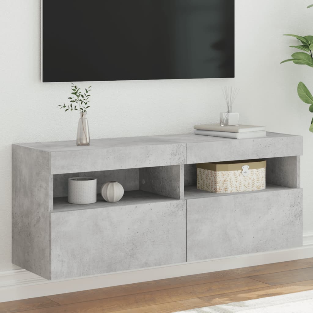 vidaXL TV nástenná skrinka s LED svetlami betónovo sivá 100x30x40 cm