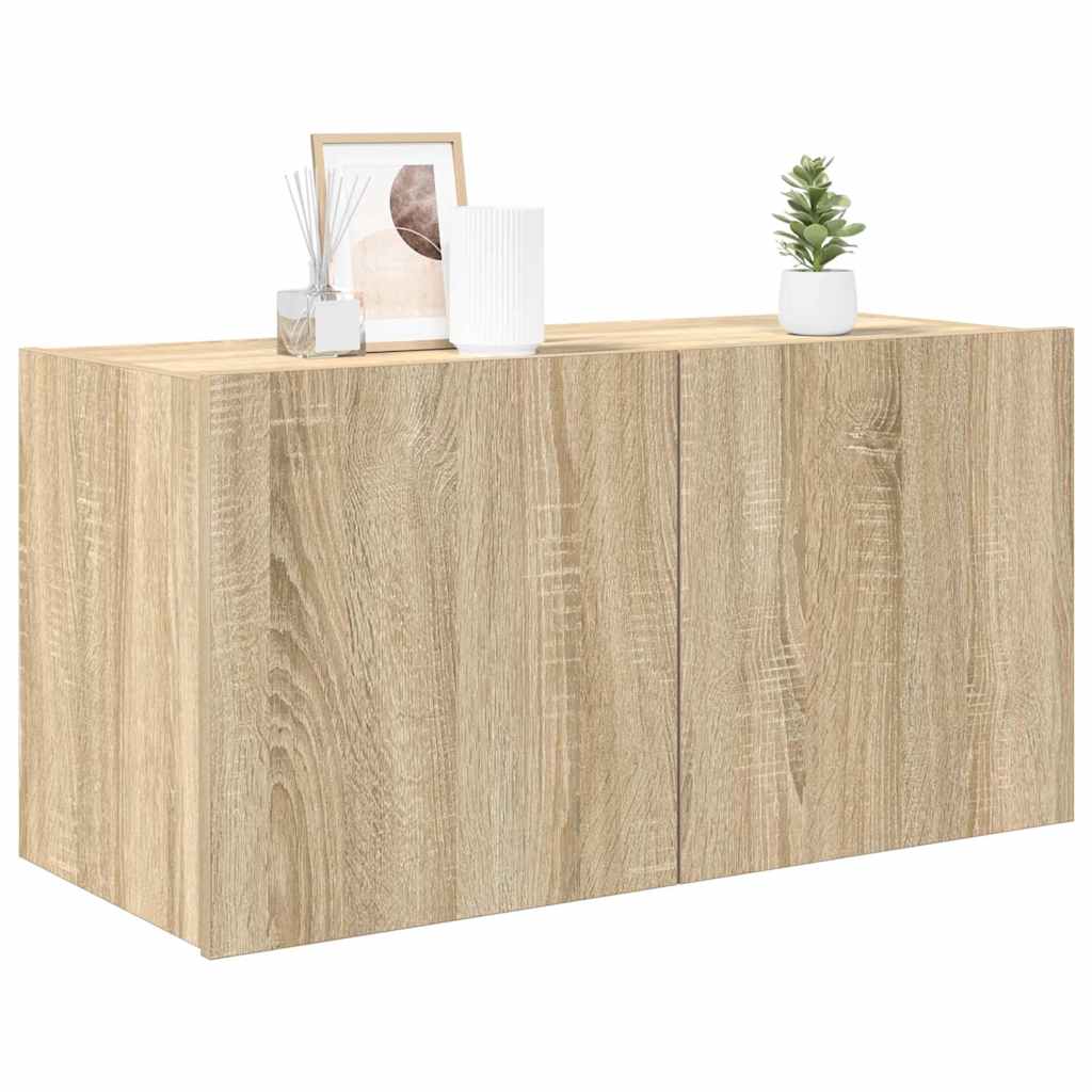 vidaXL TV nástenná skrinka s LED svetlami dub sonoma 80x35x41 cm