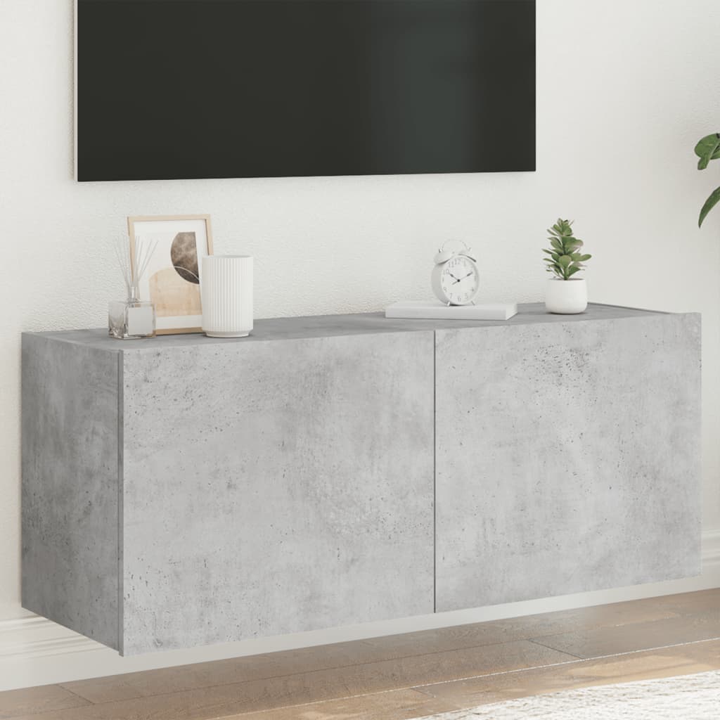 vidaXL TV nástenná skrinka s LED svetlami betónovo sivá 100x35x41 cm