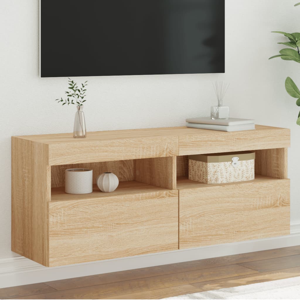 vidaXL TV nástenná skrinka s LED svetlami dub sonoma 100x30x40 cm