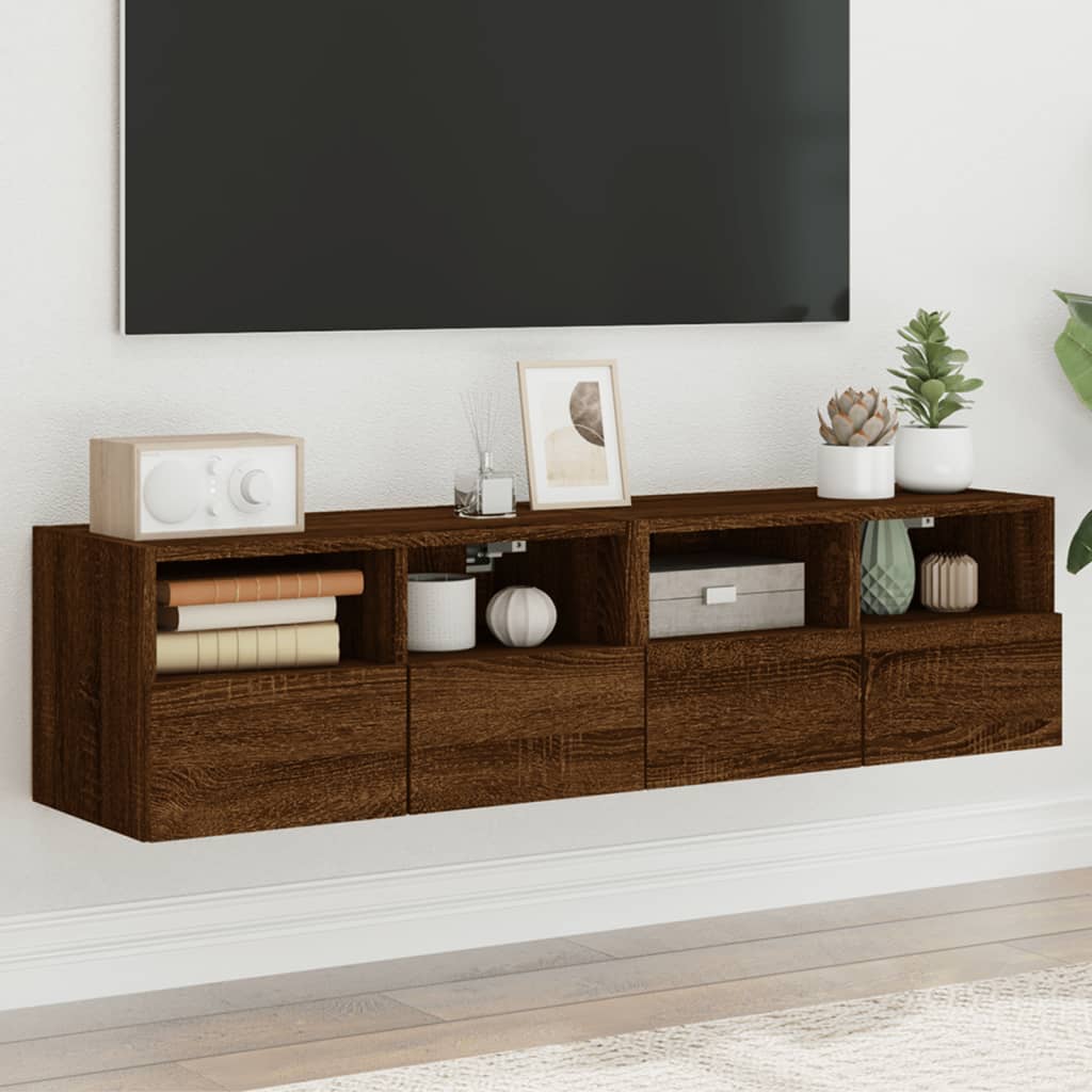 vidaXL TV nástenné skrinky 2 ks hnedý dub 60x30x30cm kompozitné drevo