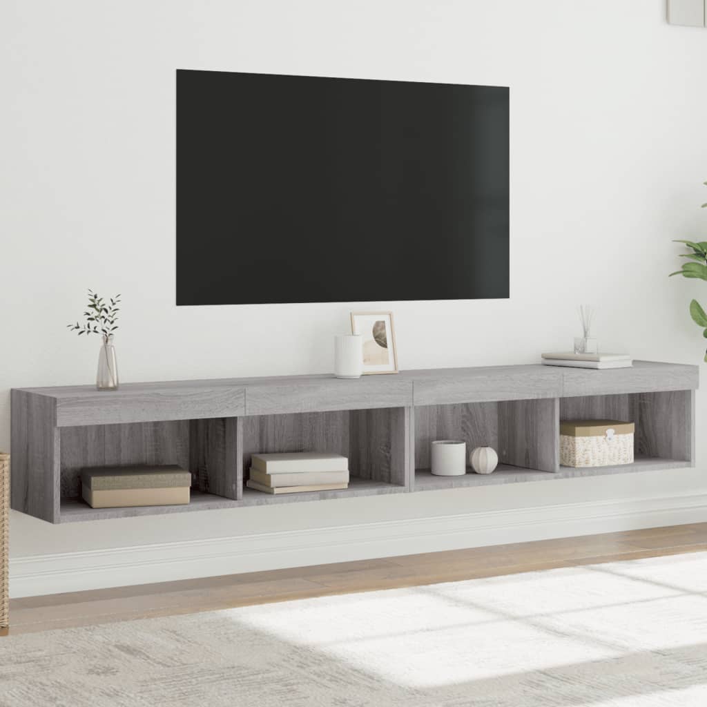 vidaXL TV skrinky s LED svetlami 2 ks sivé sonoma 100x30x30 cm