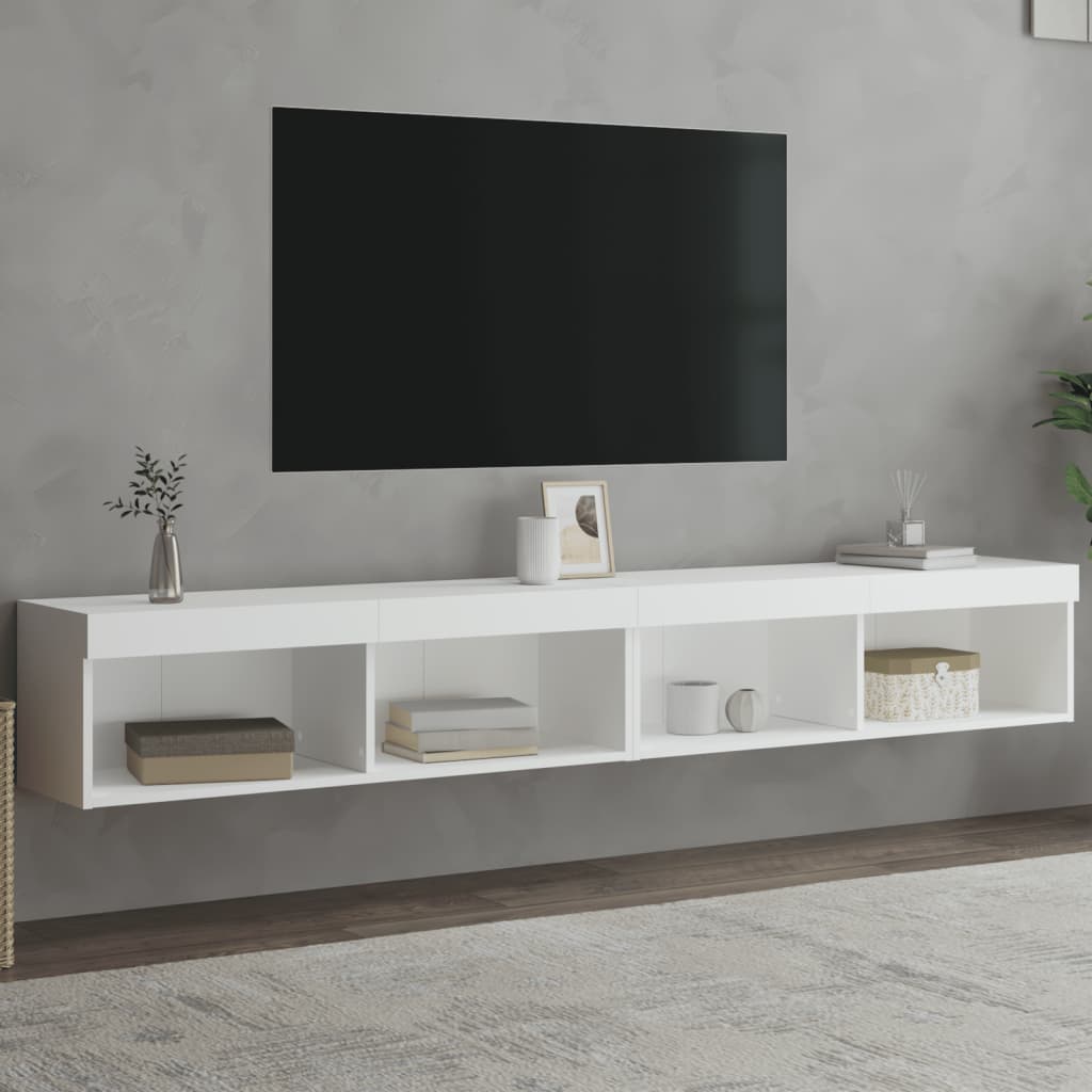 vidaXL TV skrinky s LED svetlami 2 ks biele 100x30x30 cm