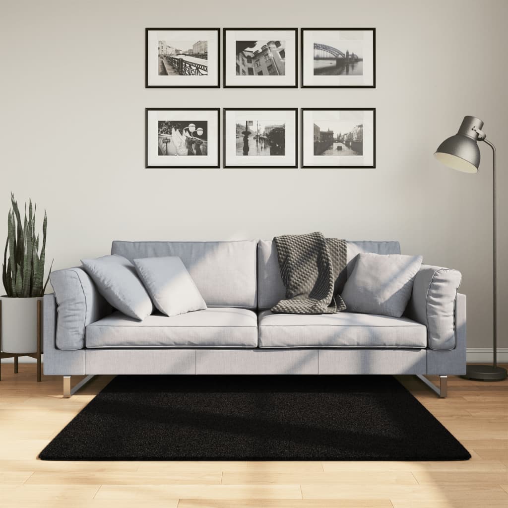 vidaXL Koberec HUARTE s krátkym vlasom umývateľný čierny 120x120 cm