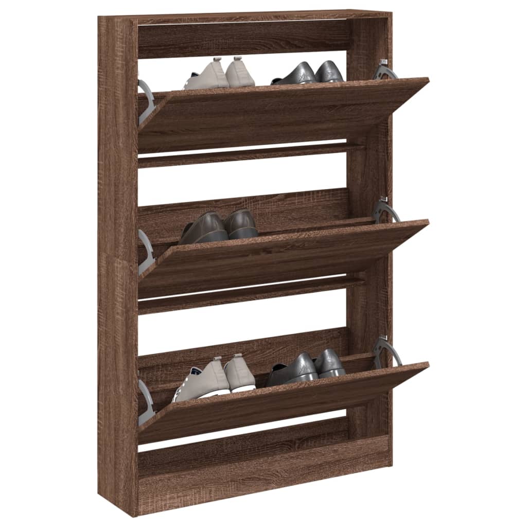 vidaXL Botník hnedý dub 80x21x125,5 cm spracované drevo