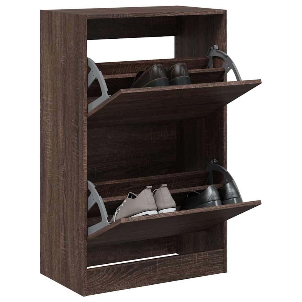 vidaXL Botník hnedý dub 60x34x96,5 cm kompozitné drevo