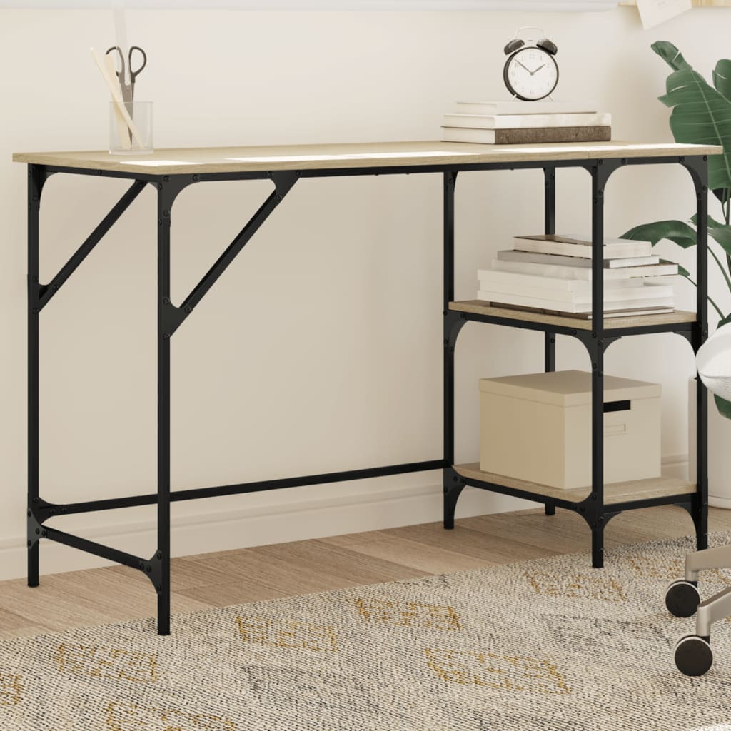 vidaXL Stôl dub sonoma 120x50x75 cm kov a kompozitné drevo