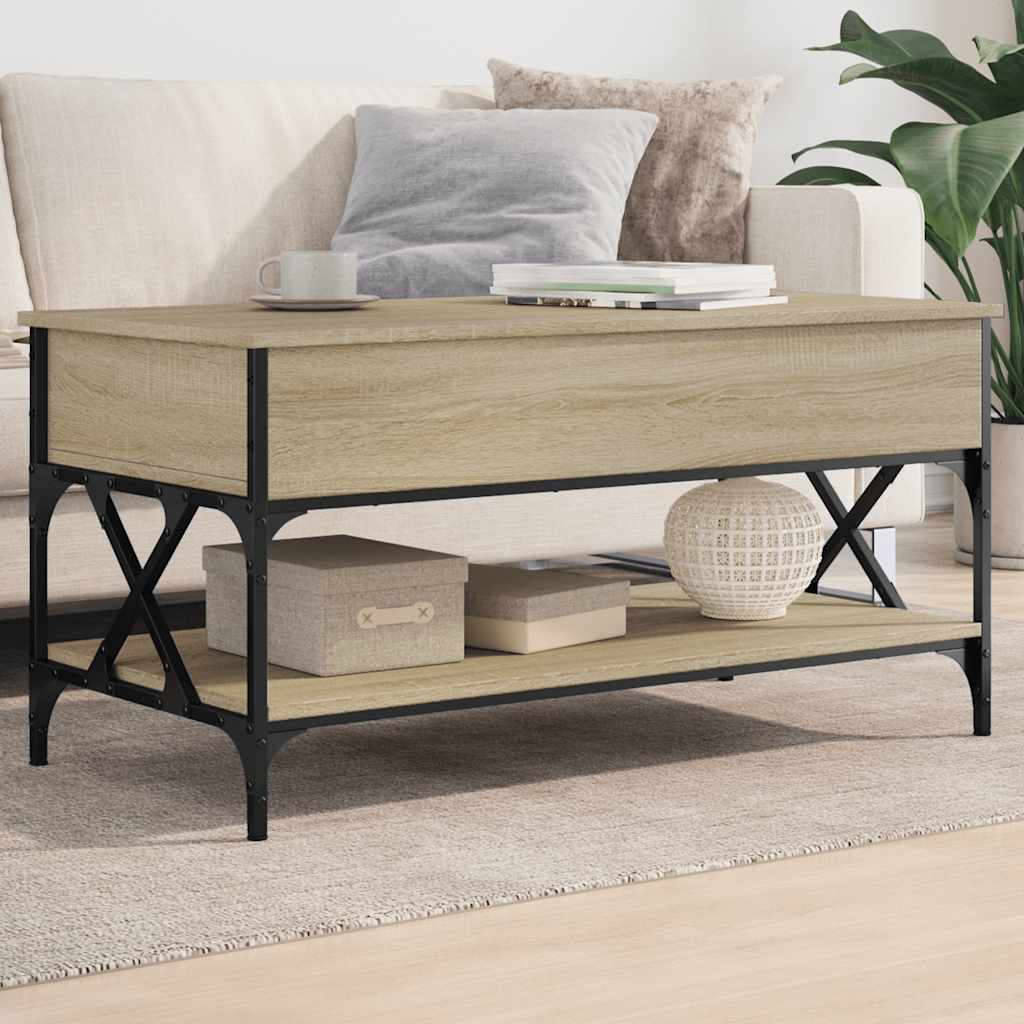 vidaXL Konferenčný stolík dub sonoma 100x50x50 cm kompozit.drevo a kov