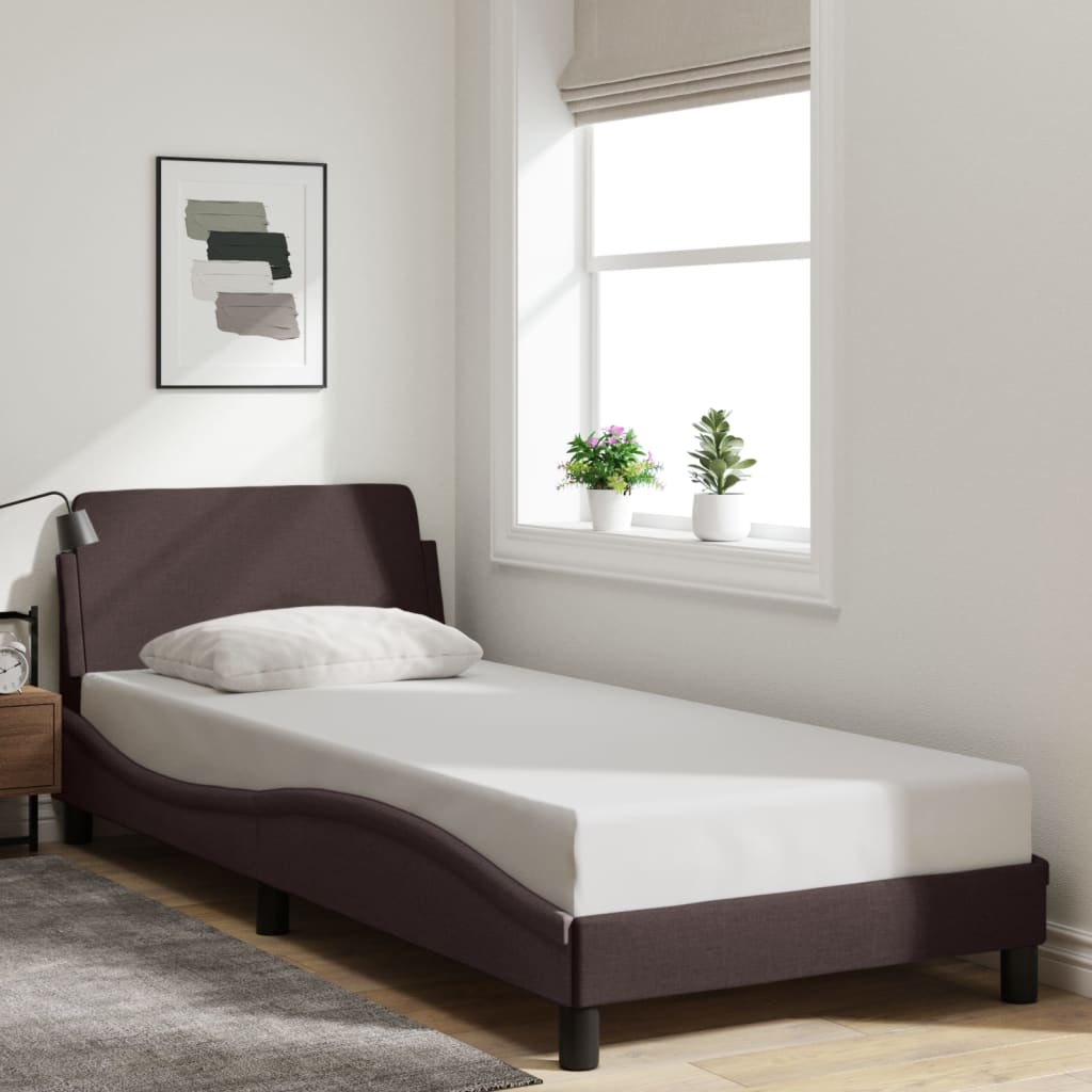 vidaXL Posteľ bez matraca tmavohnedá 90x190 cm látka