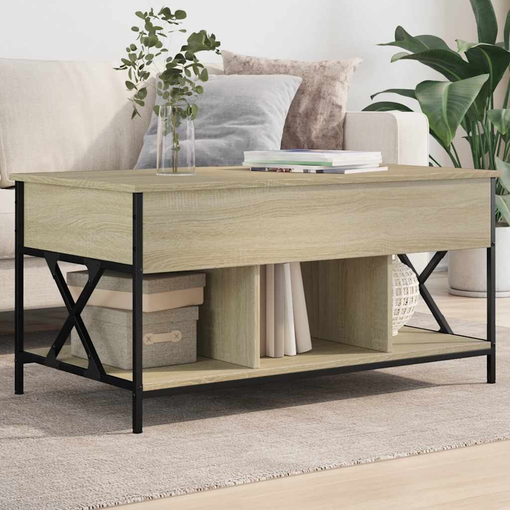 vidaXL Konferenčný stolík dub sonoma 100x55x50 cm kompoz. drevo a kov