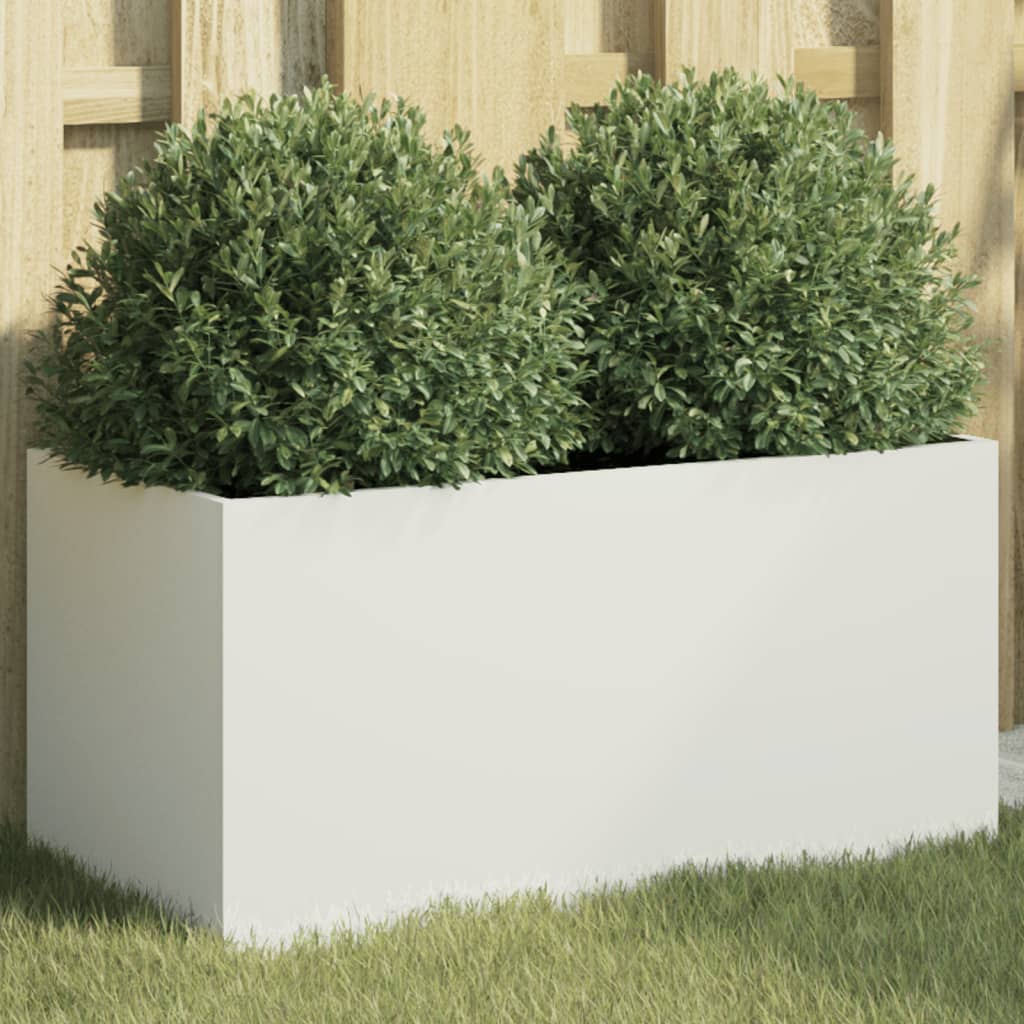 vidaXL Kvetináč biely 62x30x29 cm oceľ