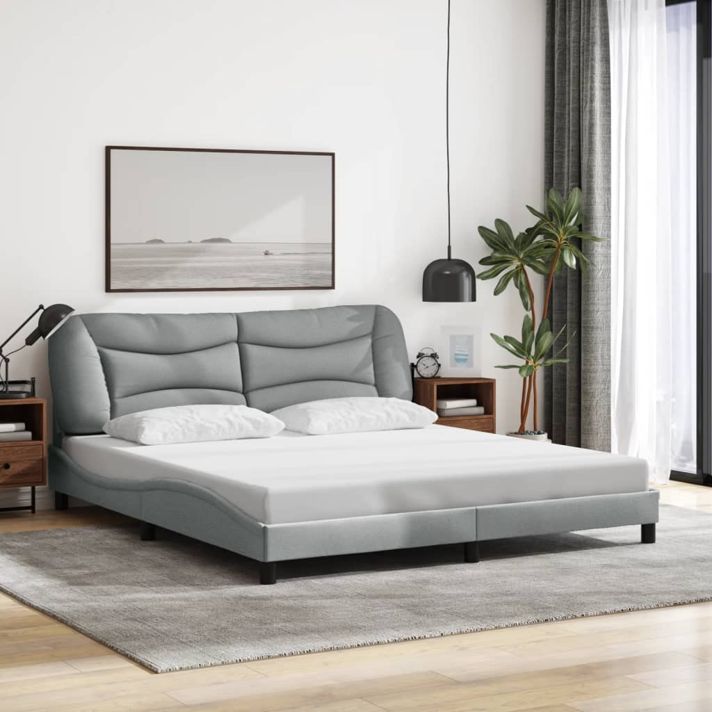 vidaXL Posteľ bez matraca bledosivý 180x200 cm látka