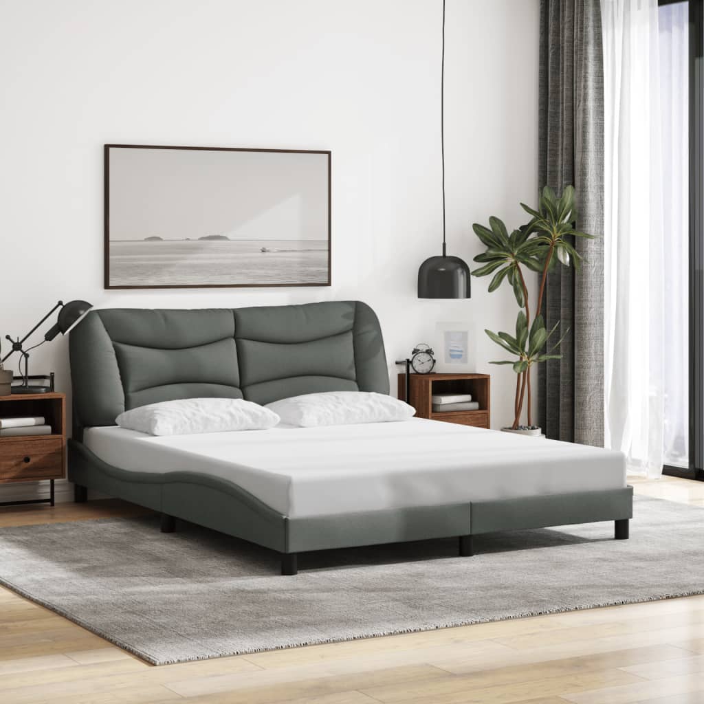 vidaXL Posteľ bez matraca tmavosivá 160x200 cm látka