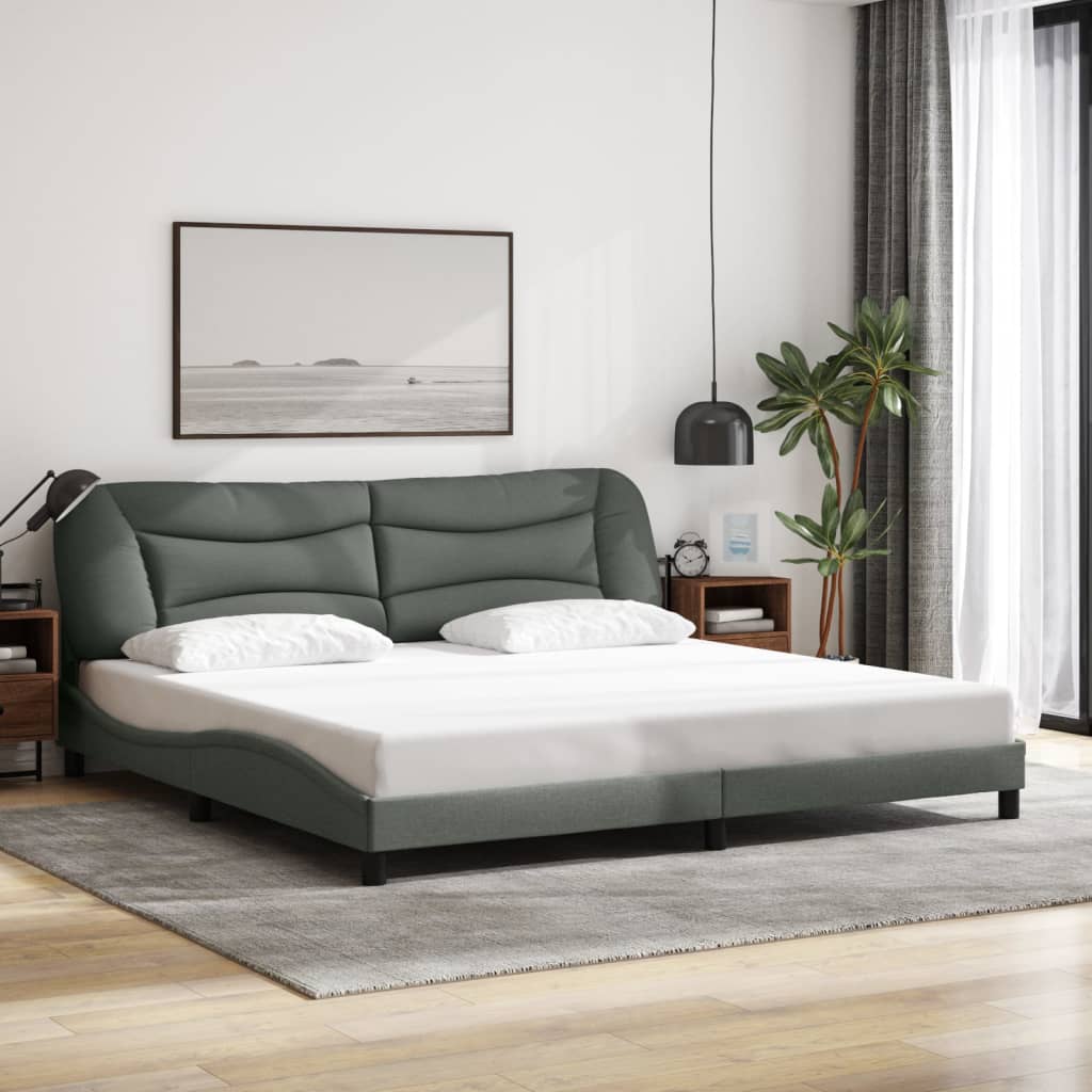 vidaXL Posteľ bez matraca tmavosivá 200x200 cm látka