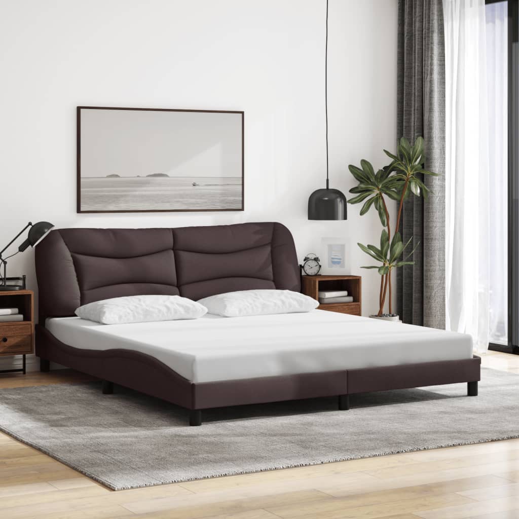 vidaXL Posteľ bez matraca tmavohnedá 180x200 cm látka