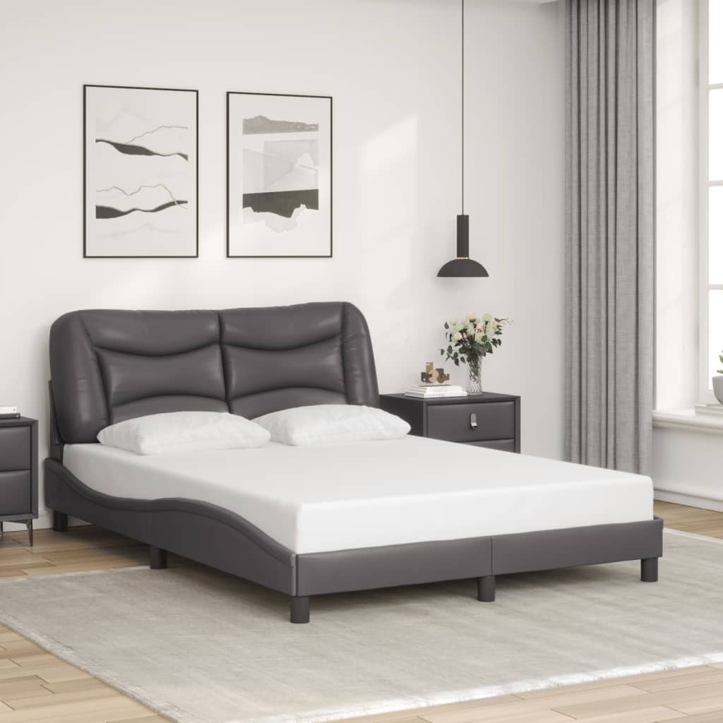 vidaXL Posteľný rám s čelom sivý 140x190 cm umelá koža