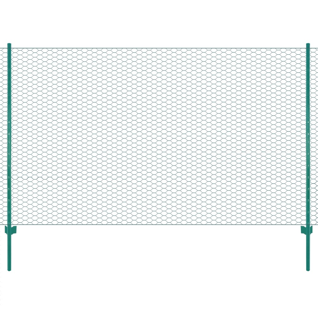 vidaXL Drôtené pletivo so stĺpikmi zelené 25x2 m oceľové