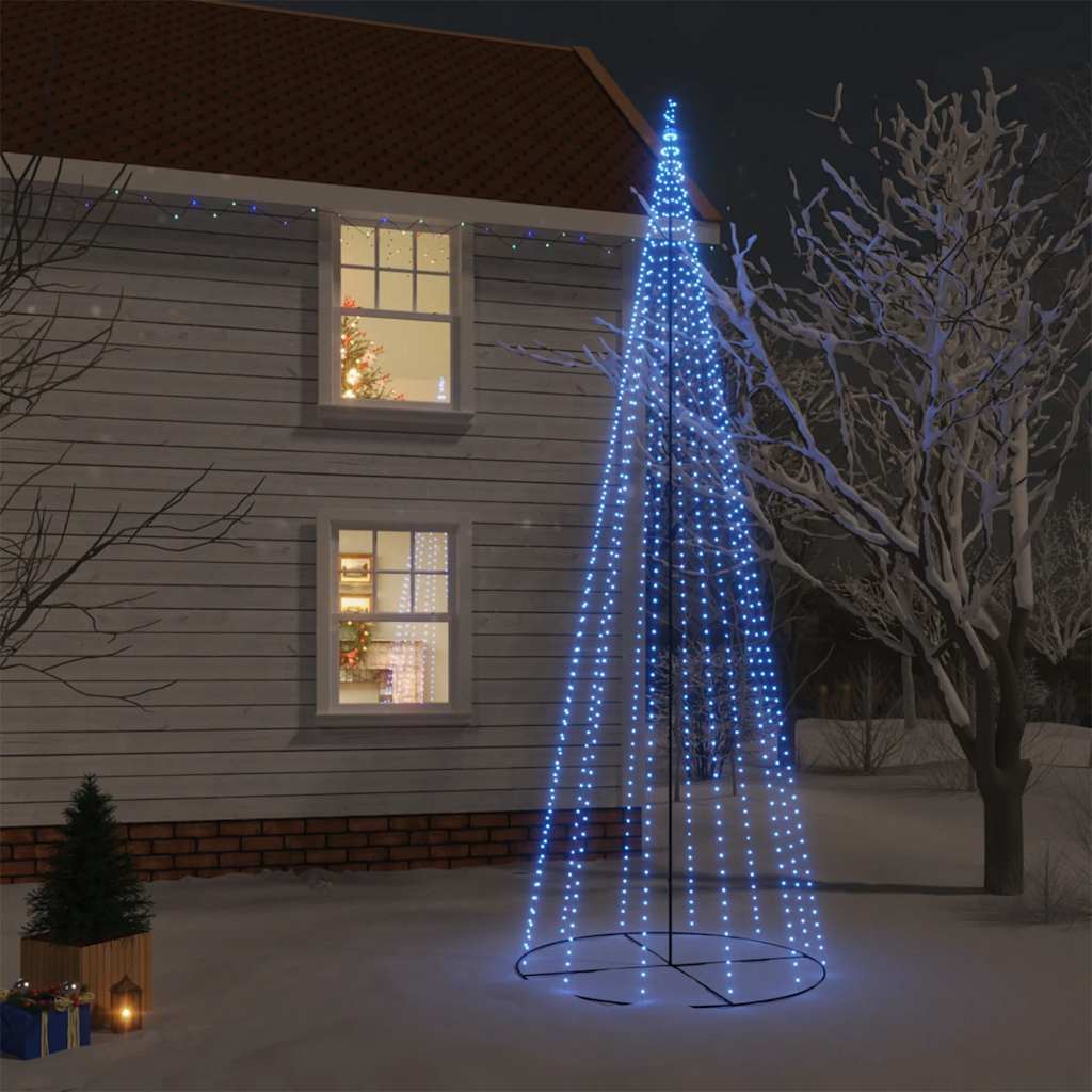 vidaXL Vianočný stromček kužeľ modrých 732 LED svetiel 160x500 cm