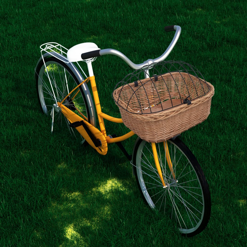 vidaXL Predný kôš na bicykel s poťahom 50x45x35 cm prírodná vŕba