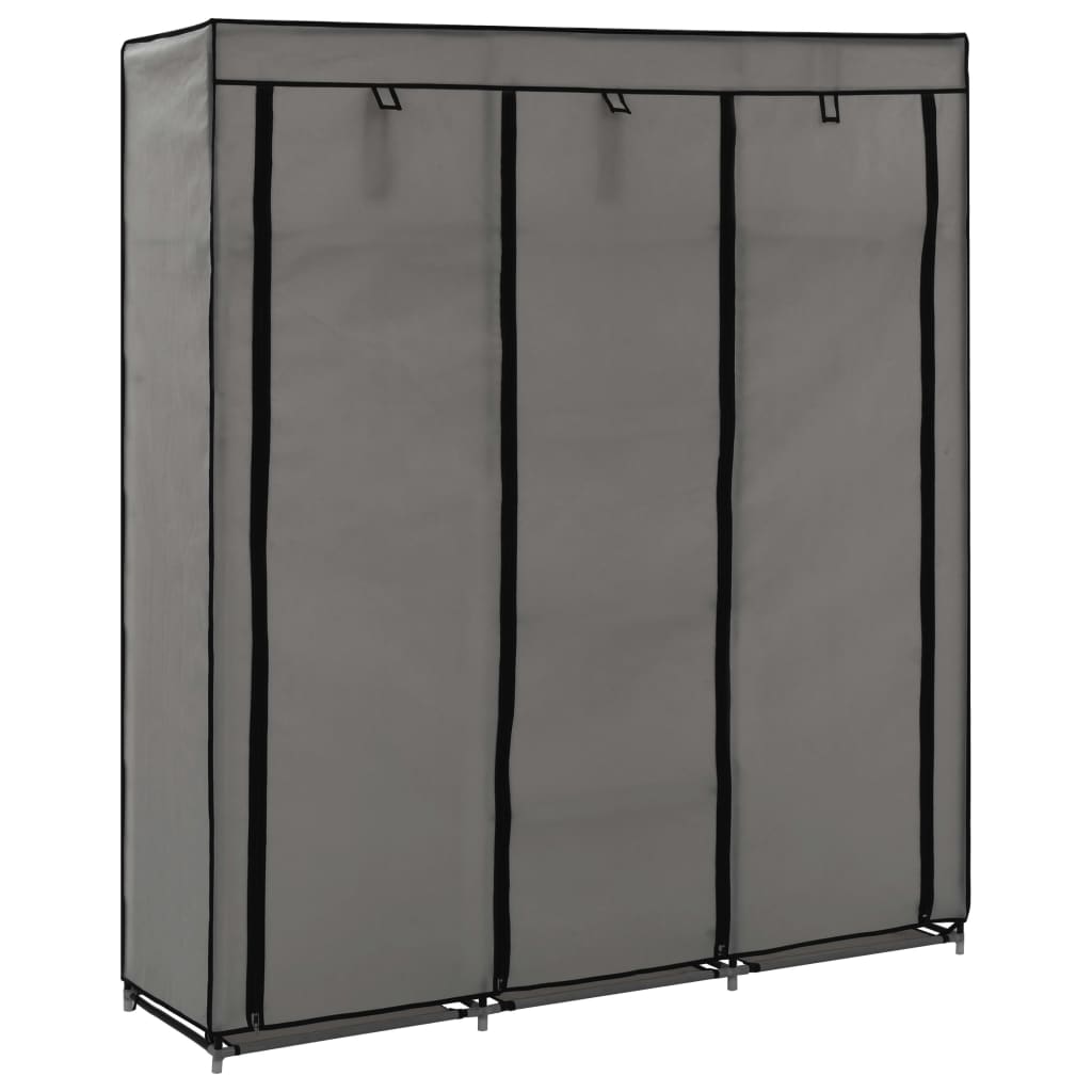 vidaXL Šatník s priehradkami a tyčami sivý látkový 150x45x175 cm