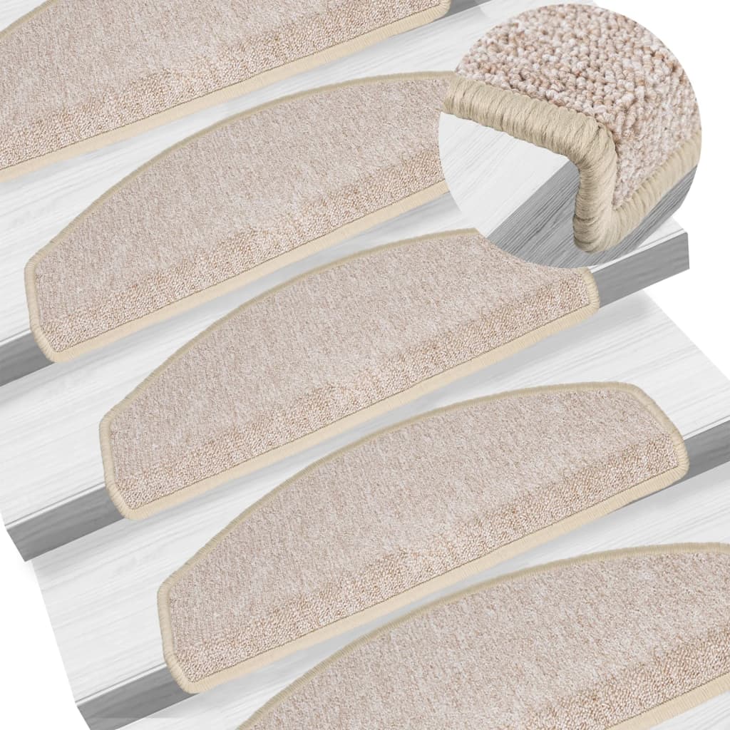 vidaXL Schodové rohože 15 ks 65x24x4 cm béžové, polkruhové, veľké