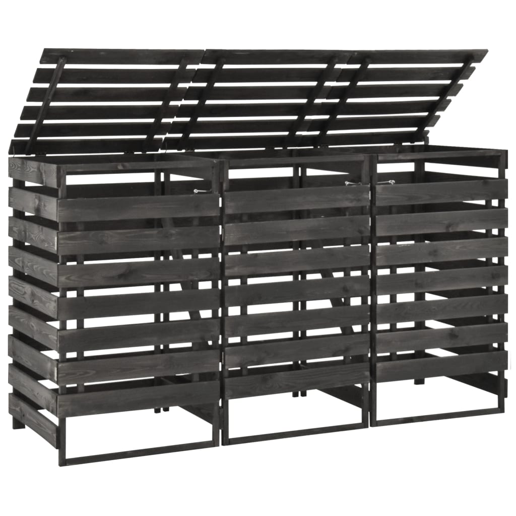 vidaXL Ohrada na tri odpadkové koše 210x75x121 cm, borovica s náterom