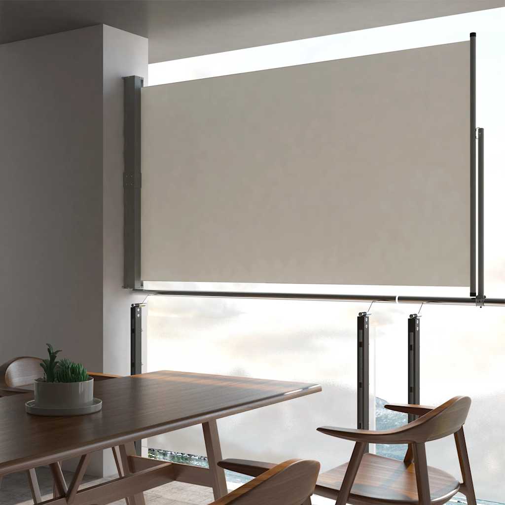 vidaXL Zaťahovacia bočná markíza na terasu 140x300 cm, krémová