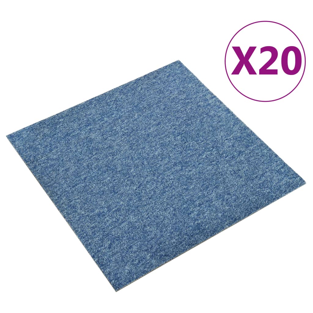 vidaXL Kobercové podlahové dlaždice 20 ks 5 m² 50x50 cm modré